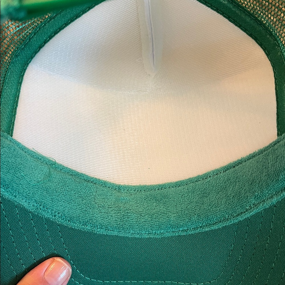 Retro Green and White Trucker Hat with Script Design “let them” - Picture 3 of 5